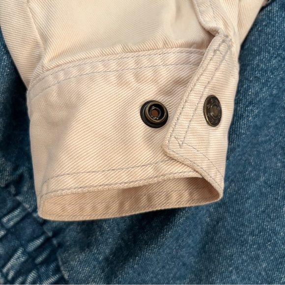 TURNING POINT 76 RACING GASOLINE VINTAGE Denim Jacket CREAM Sleeves SIZE LARGE - Picture 9 of 13